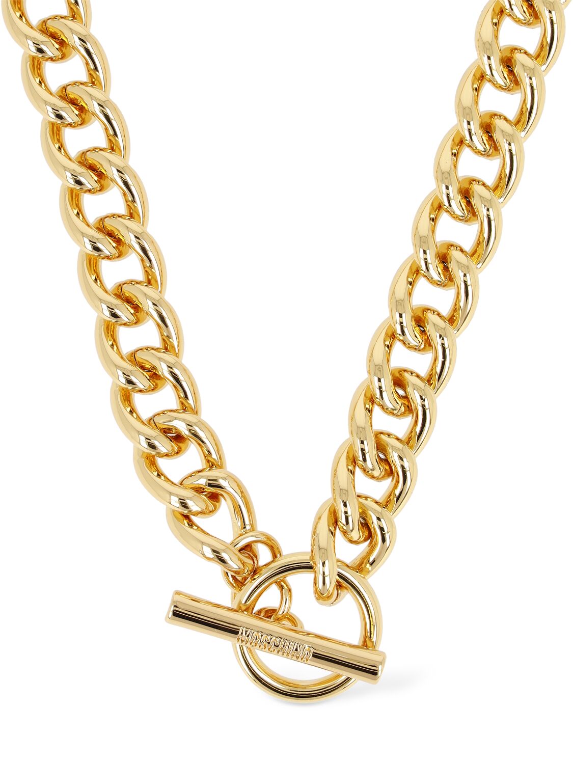 Shop Moschino Chain Collar Necklace In Gold
