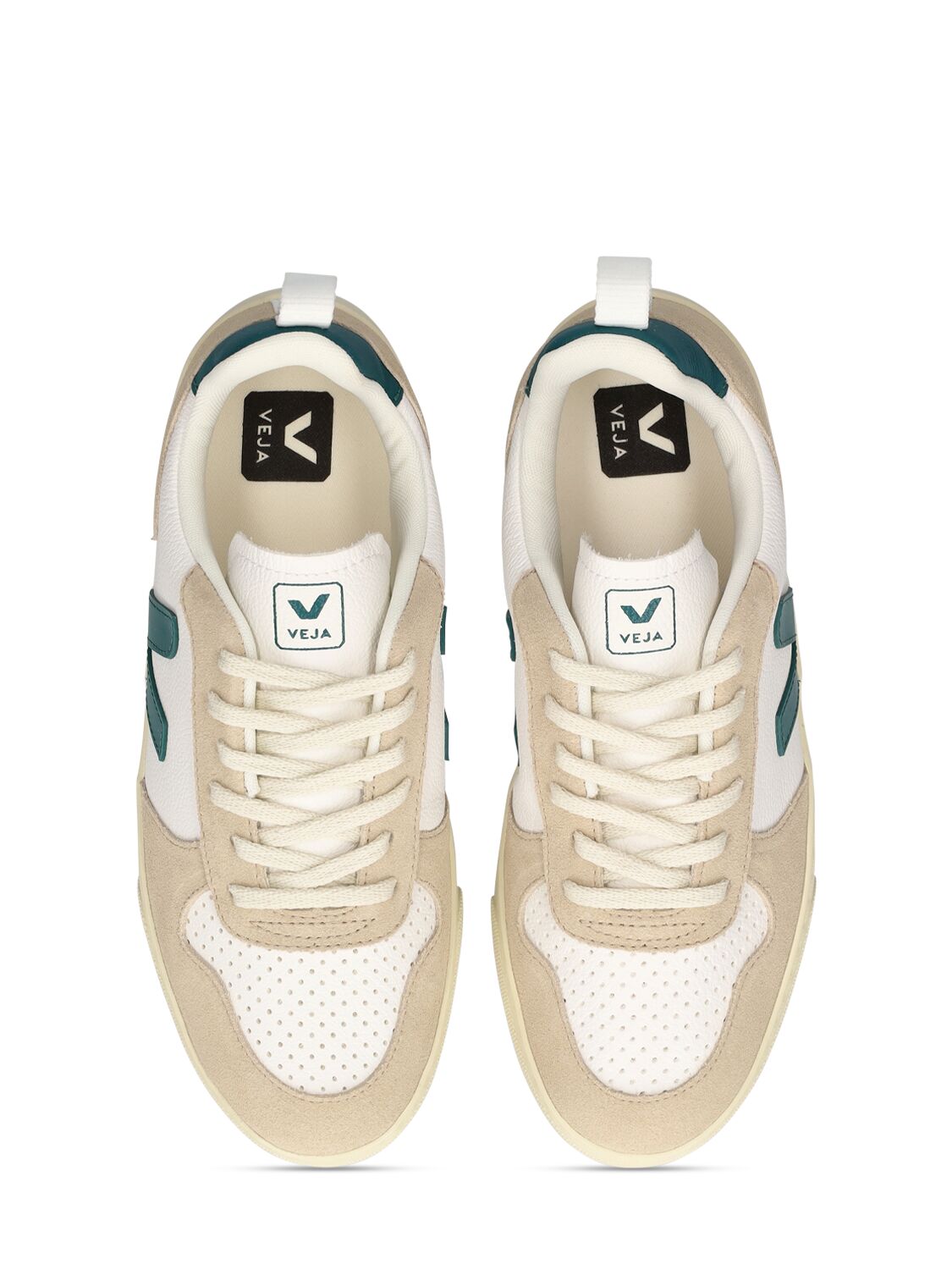 Shop Veja V-10 Suede Strap Sneakers In White