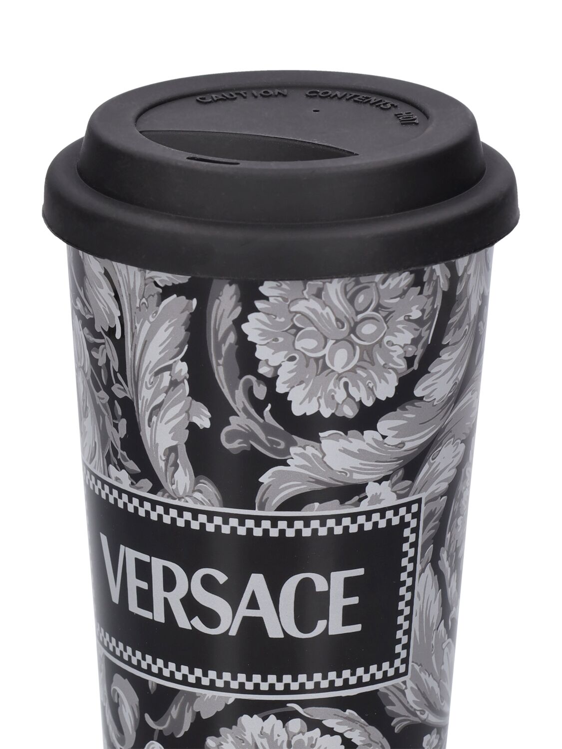 Shop Versace Barocco Renaissance Travel Mug In Black,grey