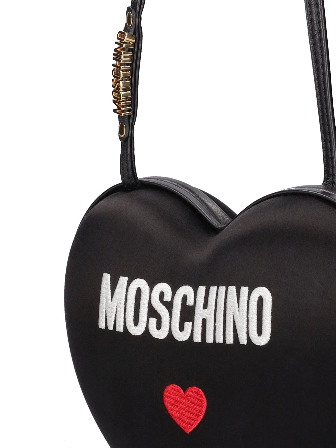 Shop Moschino Heartbeat Satin Bag In Black