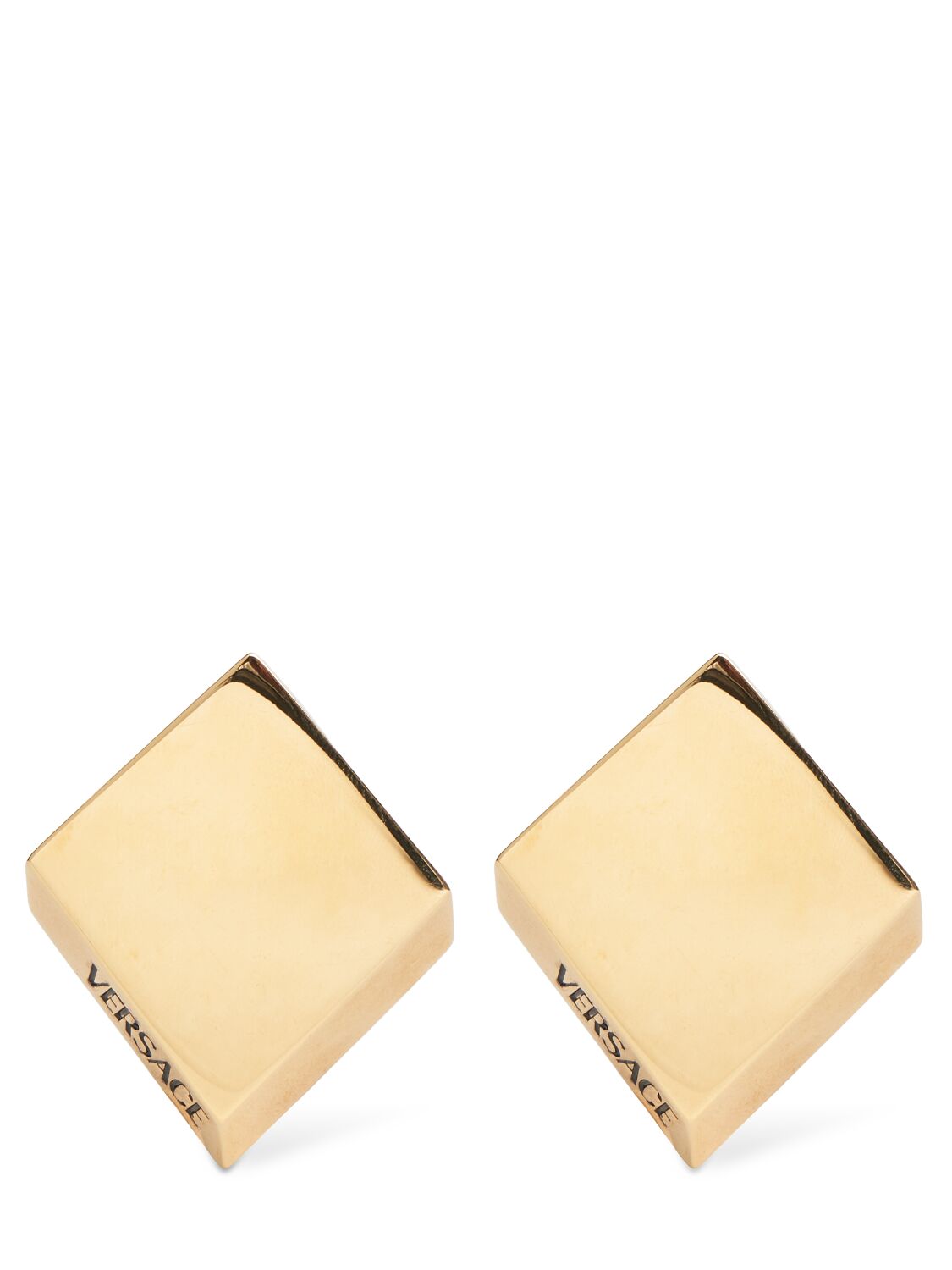 Versace Metal Enamel Stud Earrings In Gold