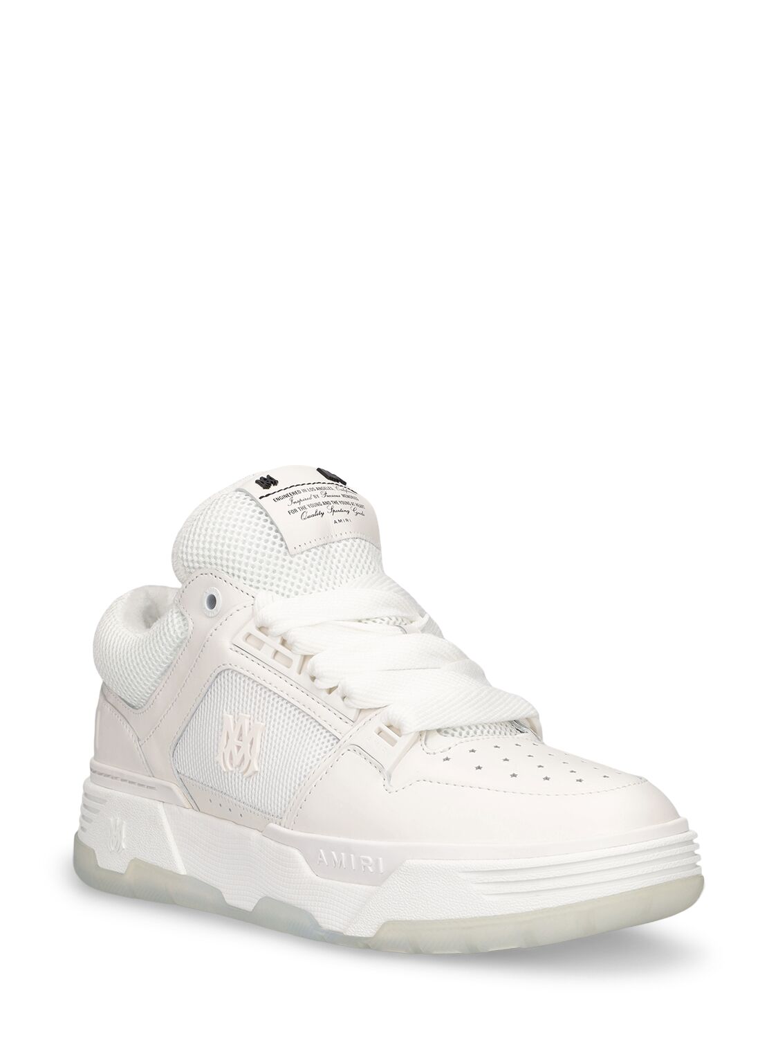Shop Amiri Ma-1 Leather Low Top Sneakers In 白色