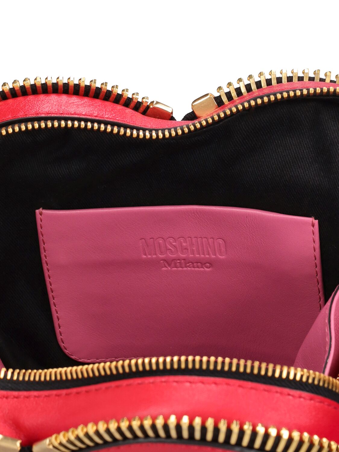 Shop Moschino Rider Leather Heart Bag In Black