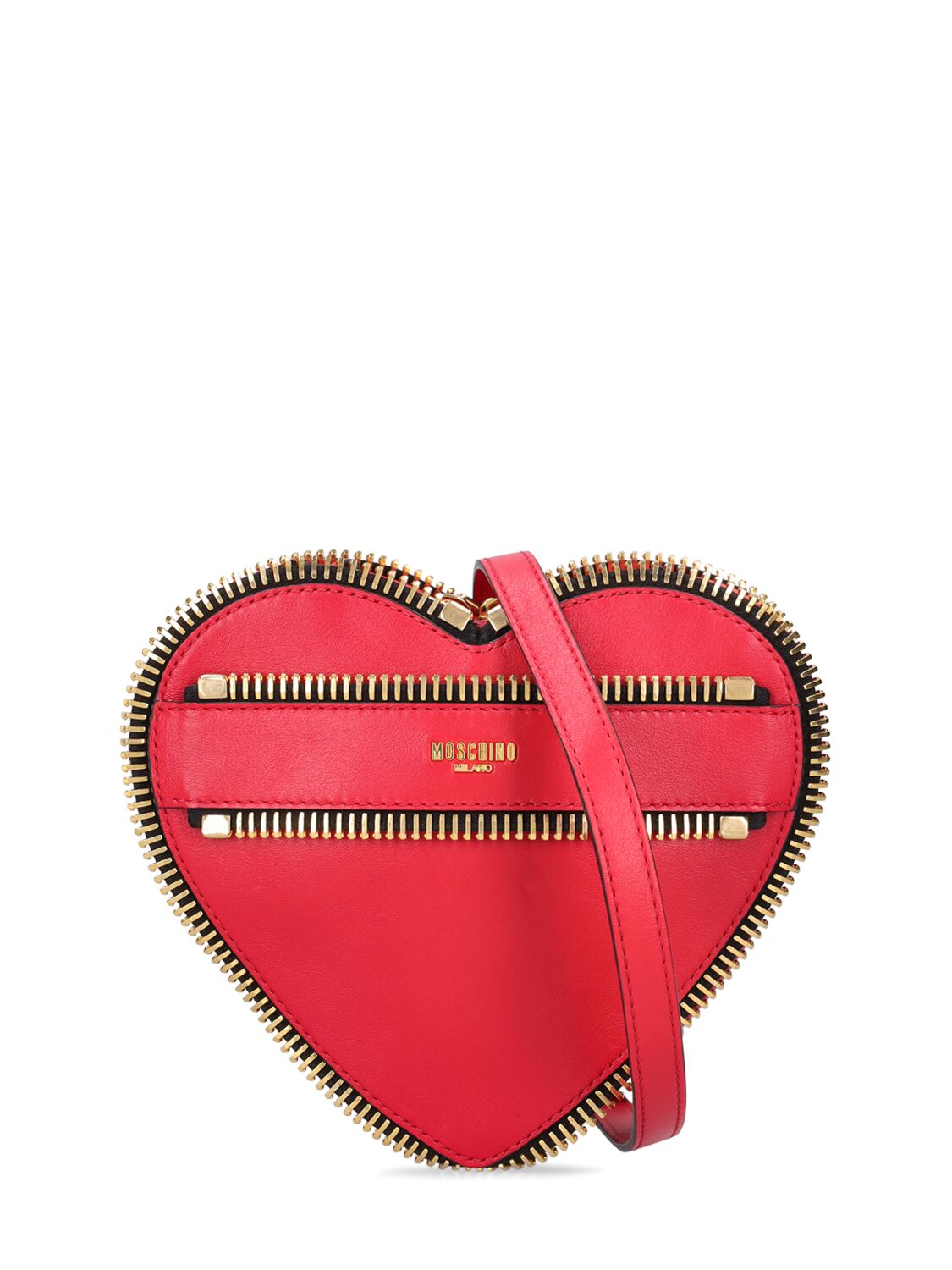 Moschino Rider Leather Heart Bag In Black