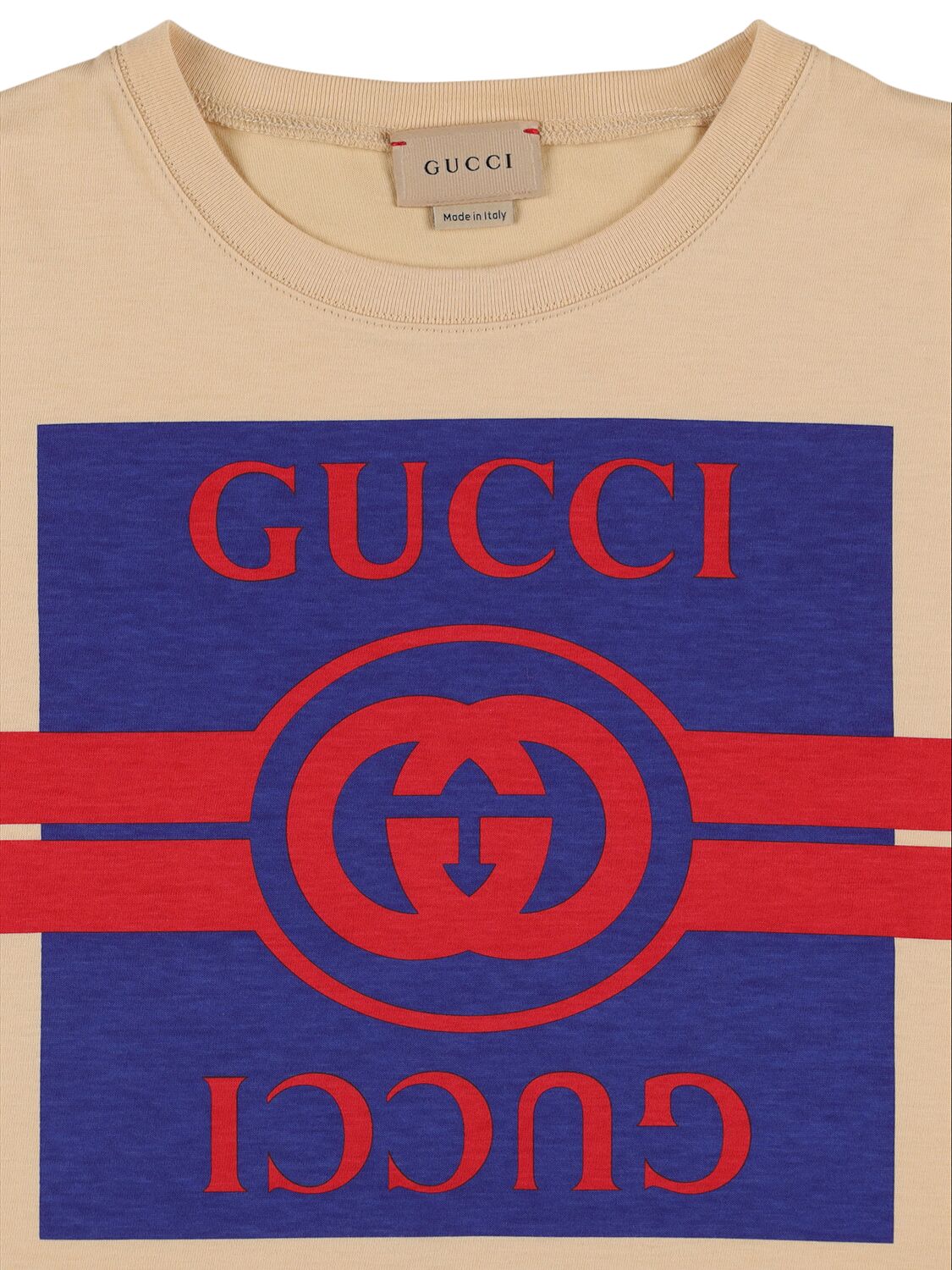 Shop Gucci Cotton Jersey T-shirt In Creme,multi