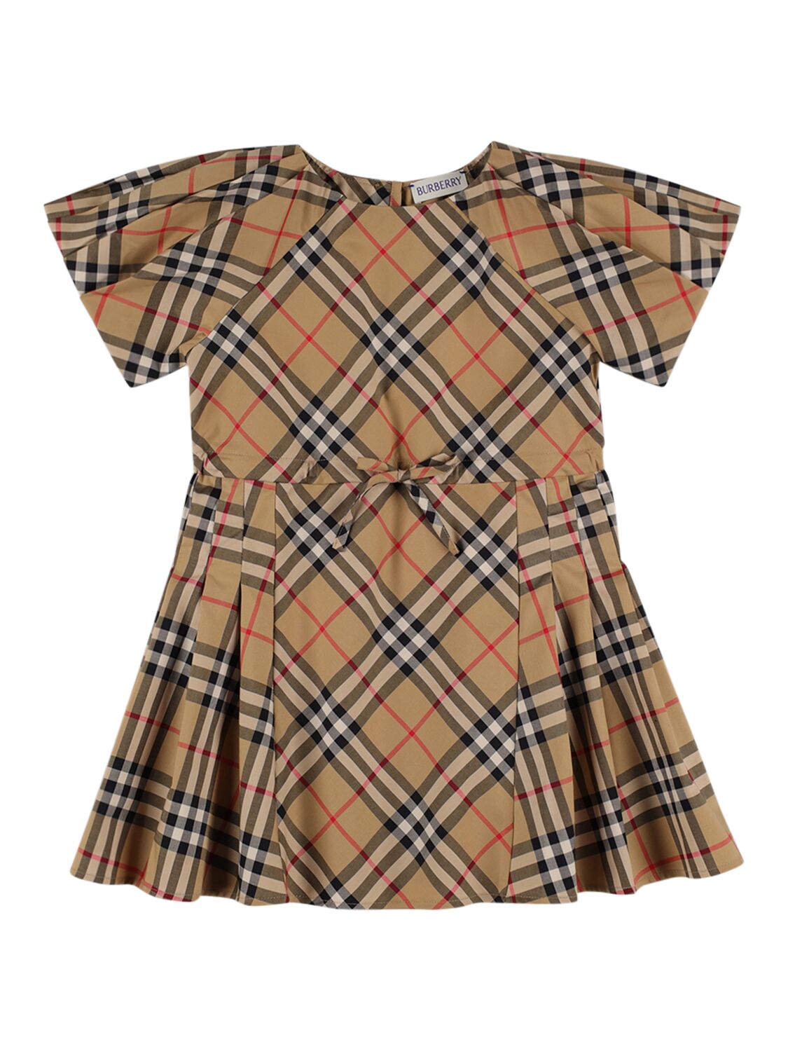 Image of Check Print Cotton Blend Shirt Dress