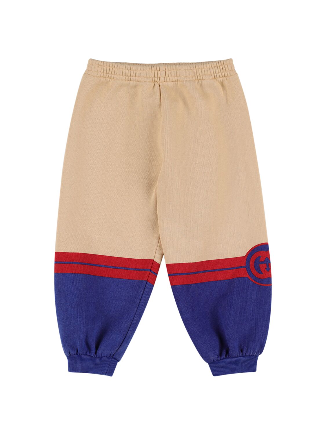 Gucci Kids' Felted Cotton Jogging Trousers In Creme,multi
