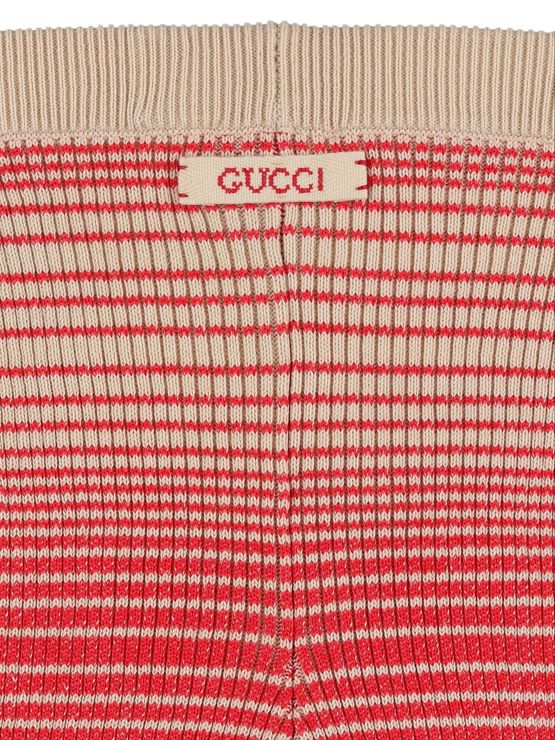 Shop Gucci Cotton Shorts In Red,beige