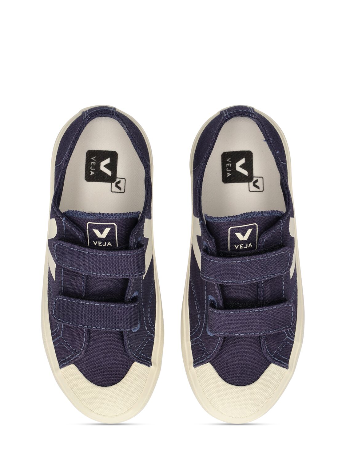 Shop Veja Organic Cotton Canvas Strap Sneakers In Navy