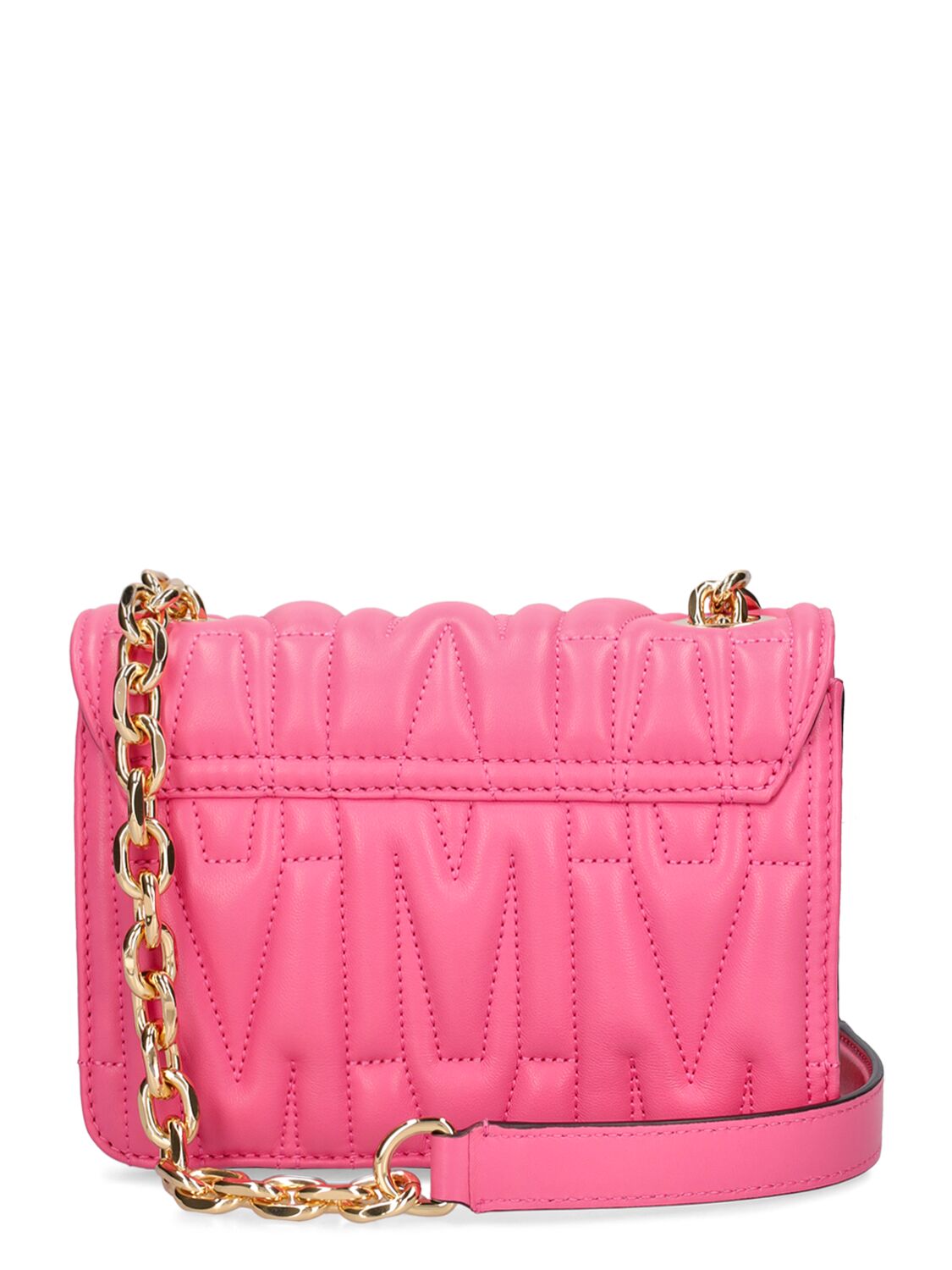 Shop Moschino Quilted Leather Shoulder Bag In Purple