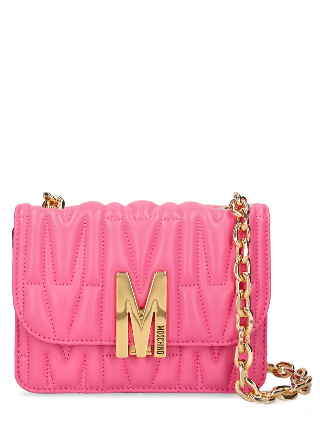Shop Moschino Quilted Leather Shoulder Bag In Purple