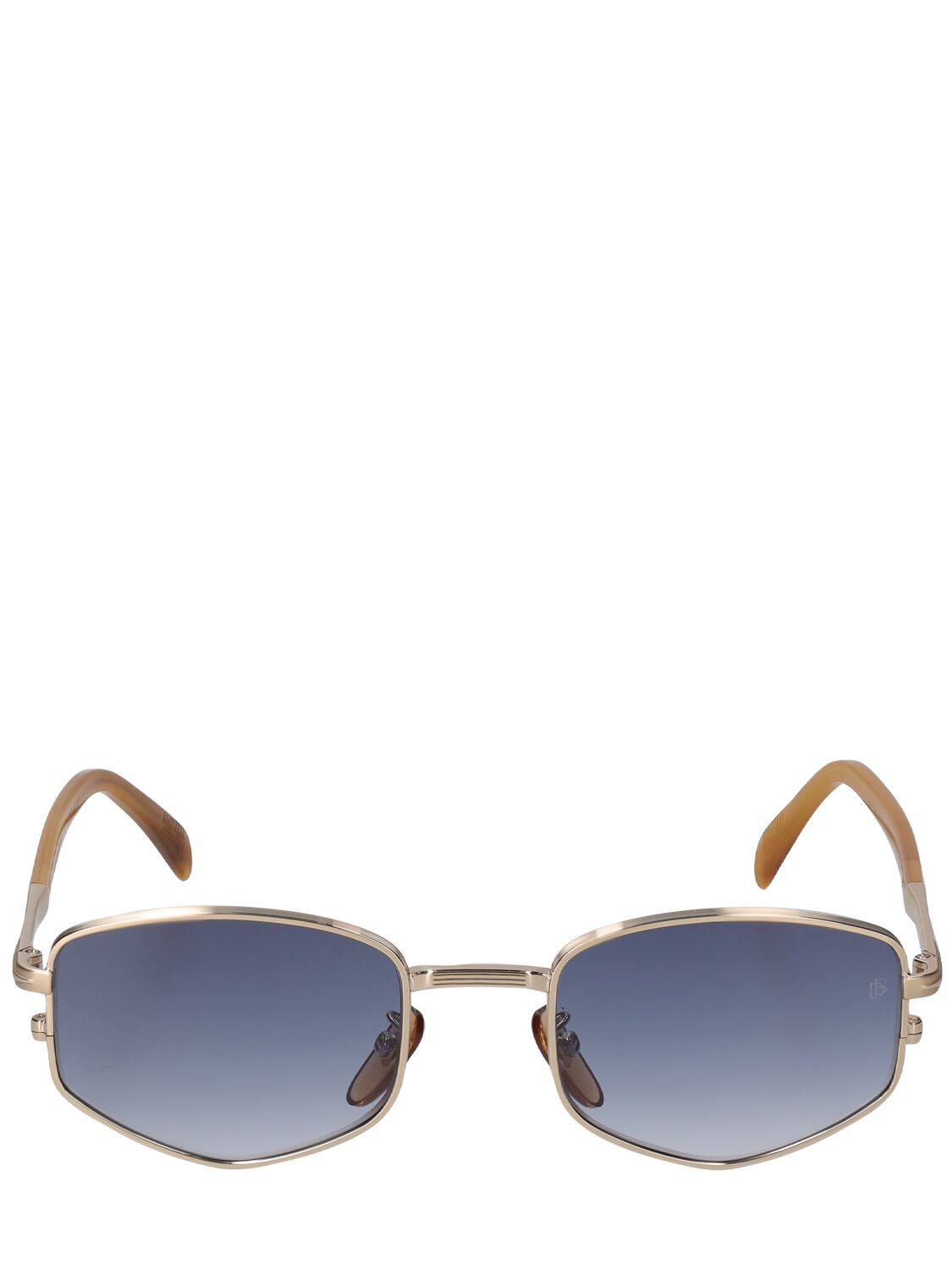 Db Eyewear By David Beckham Db Oval Aviator Metal Sunglasses In Gold,blue