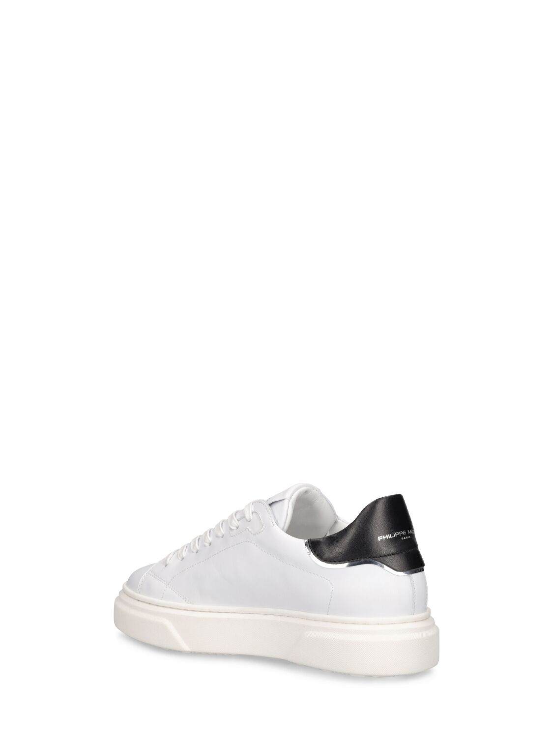 Shop Philippe Model Temple Veau Lace-up Leather Sneakers In White,black