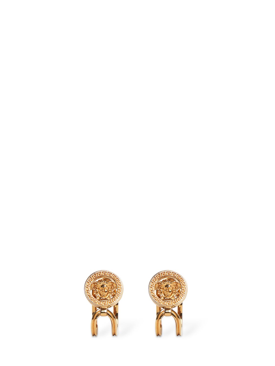 Versace Metal Drop Earrings In Gold