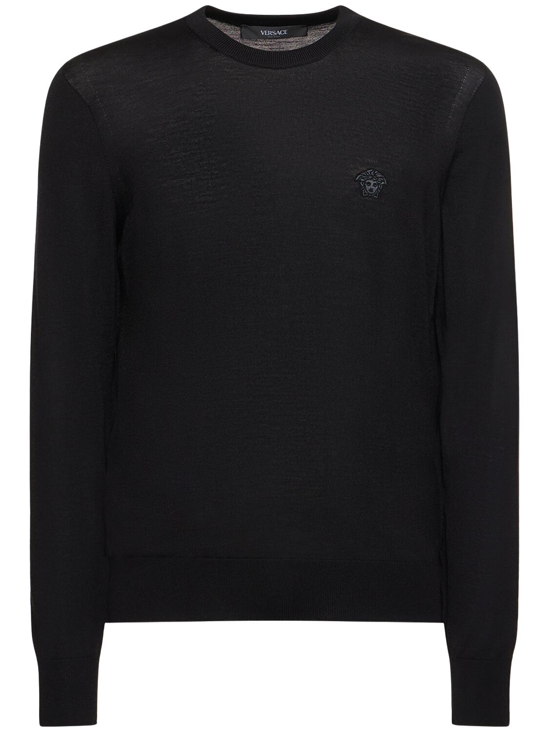 Versace Medusa Wool & Silk Knit Sweater In Black