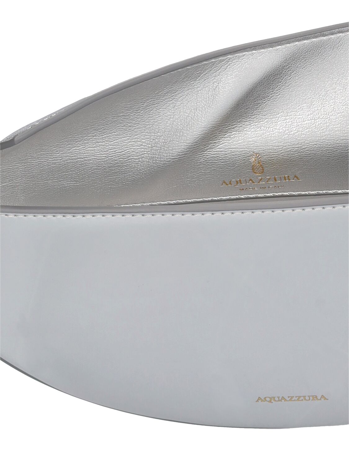 Shop Aquazzura Mini Purist Mirrored Leather Pouch In Silver,gold