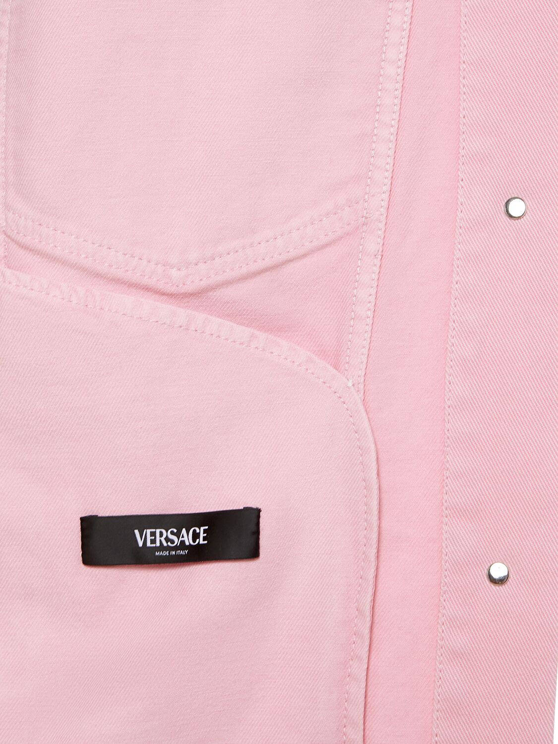 Shop Versace Denim Jacket In Pink