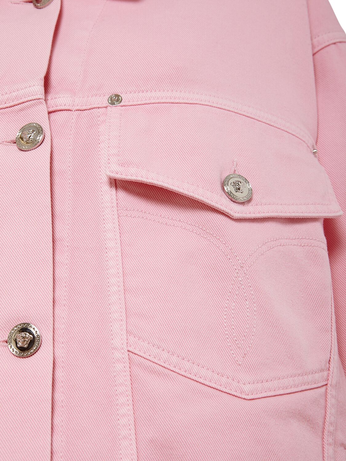 Shop Versace Denim Jacket In Pink