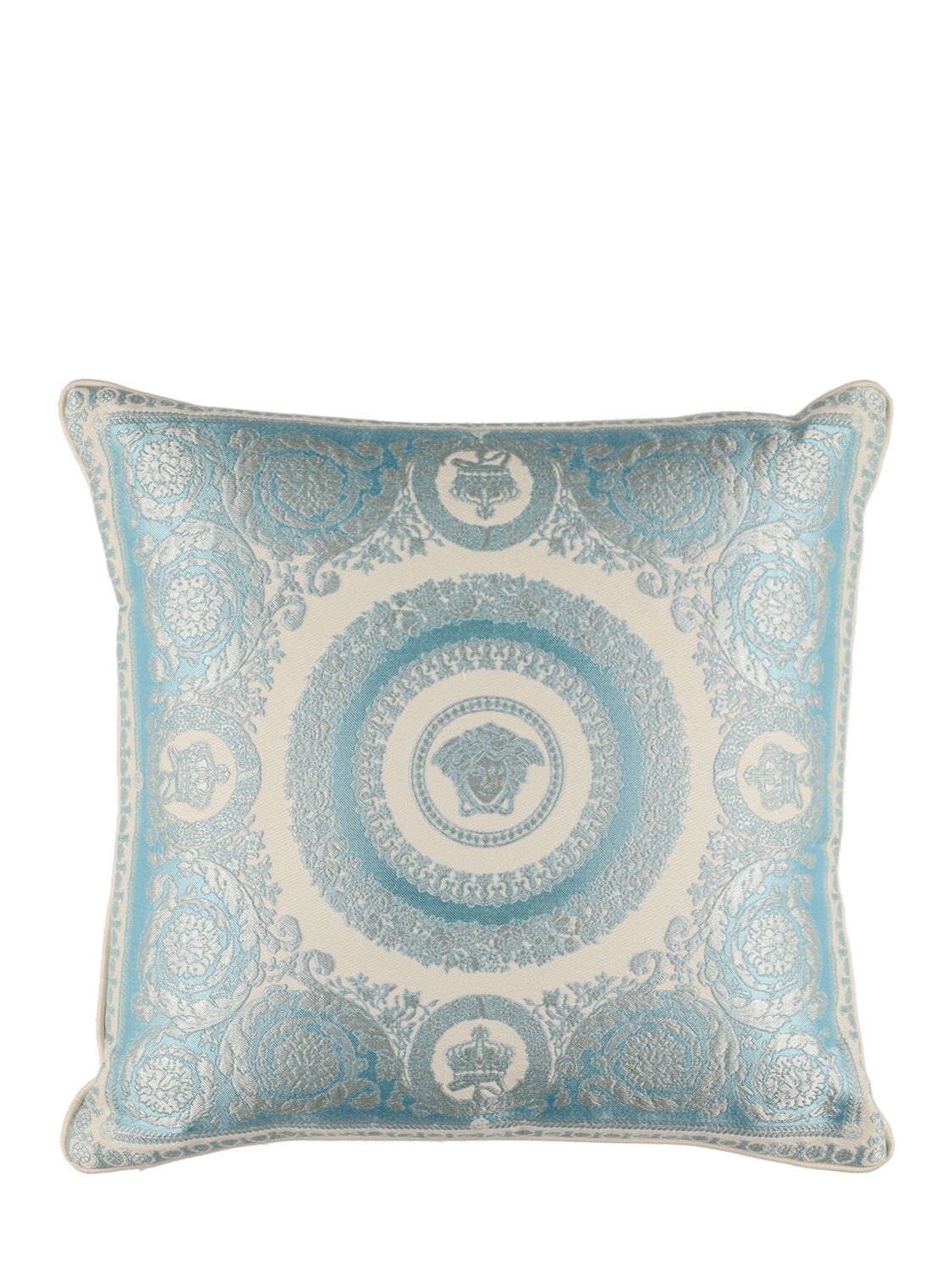 Shop Versace Crete De Fleur Cushion In Blue