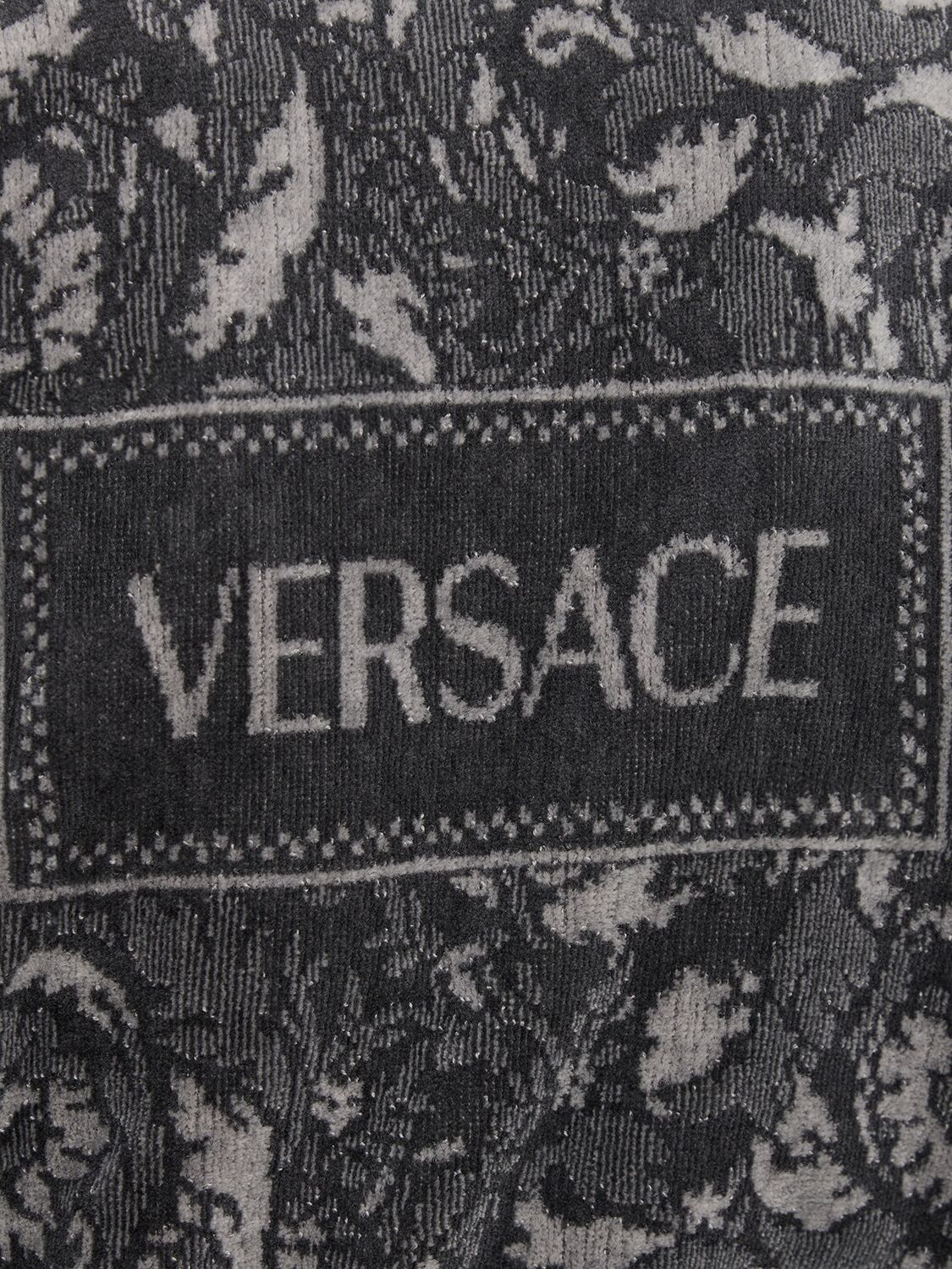 Shop Versace Barocco Bathrobe In Anthracite