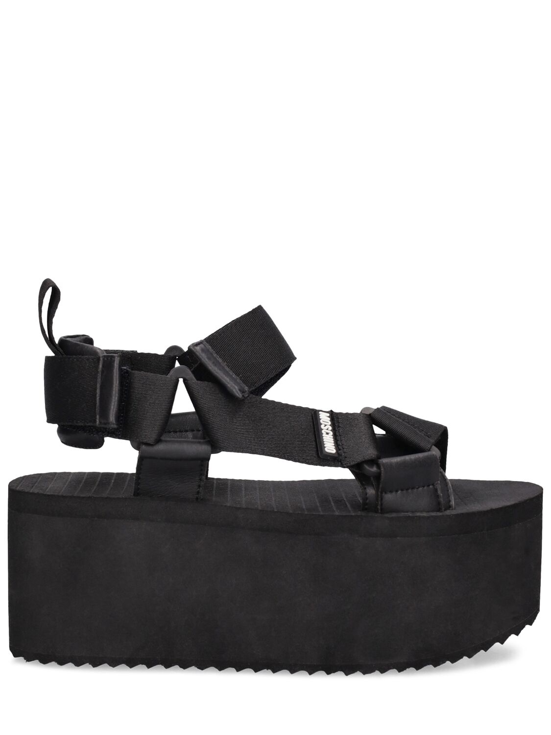 Moschino 80mm Nylon Platform Sandals In Black