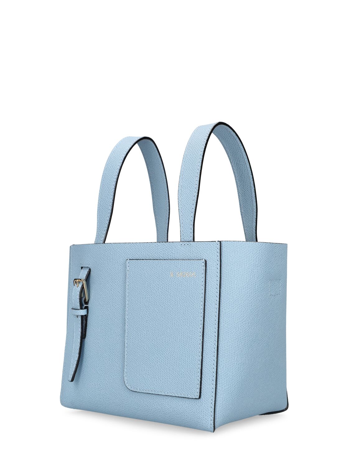Shop Valextra Mini Bucket Leather Top Handle Bag In Cerulean