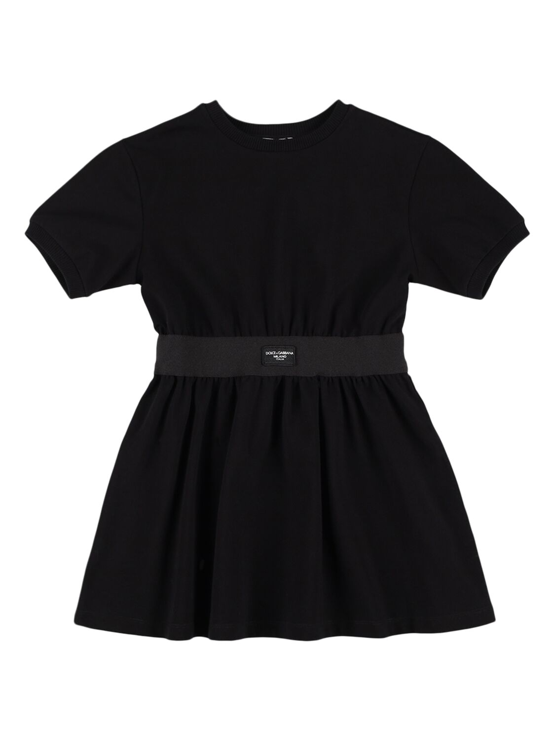 Shop Dolce & Gabbana Logo Cotton Blend Jersey Dress In Black