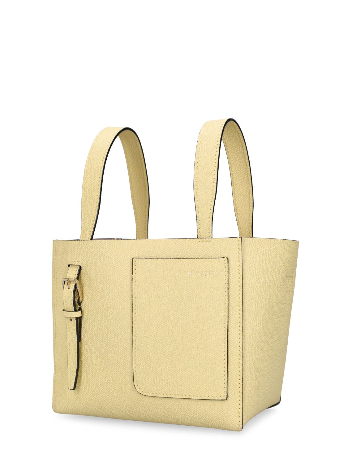 Shop Valextra Mini Bucket Leather Top Handle Bag In Vaniglia