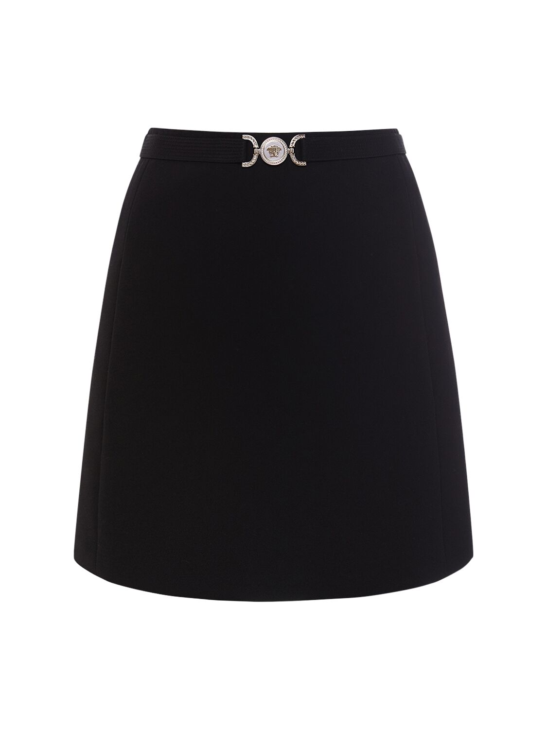 Versace Grain De Poudre Wool Mini Skirt In Black