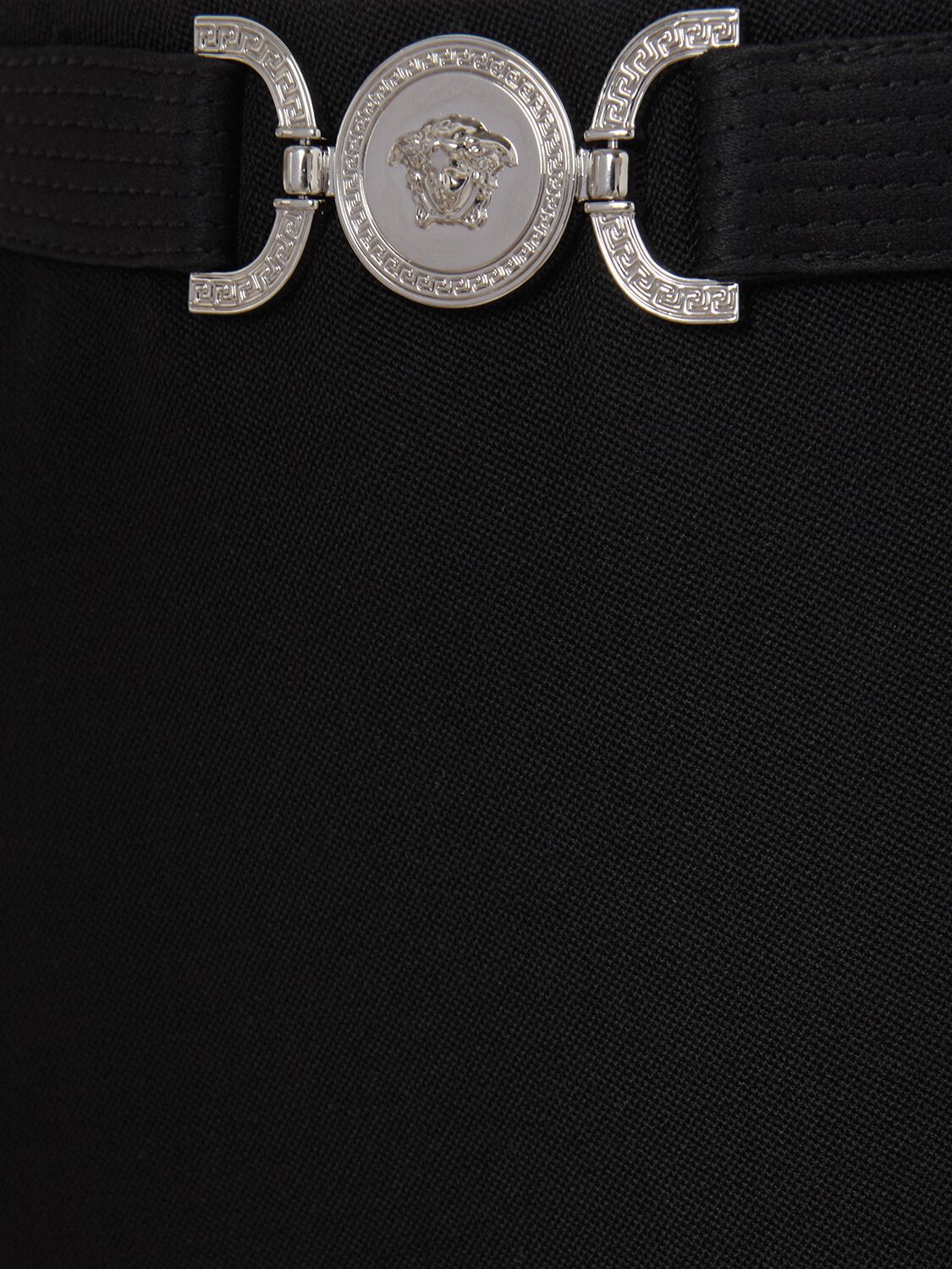Shop Versace Grain De Poudre Wool Mini Skirt In Black