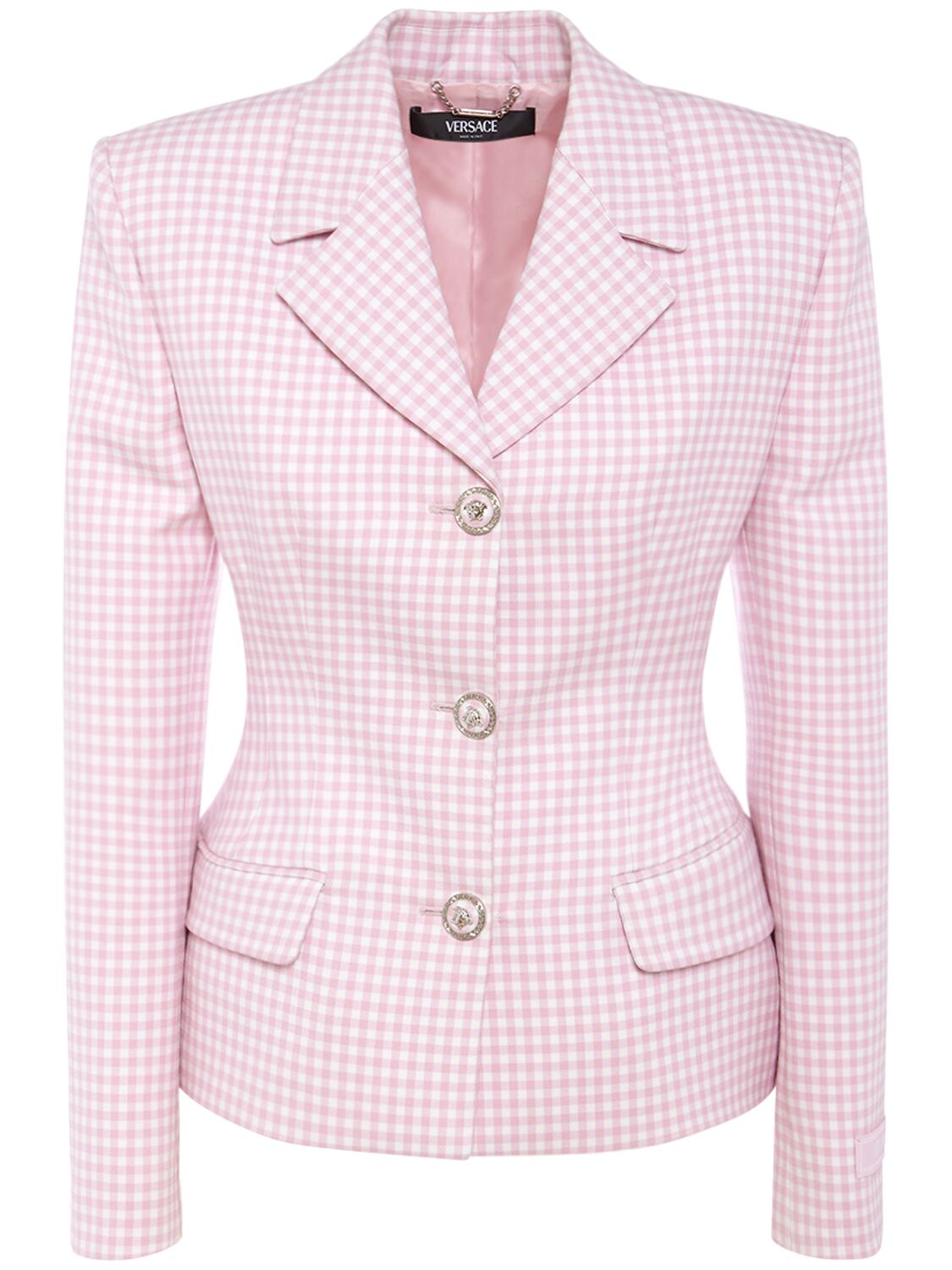 Versace Double Wool Natté Single Breast Jacket In Pink