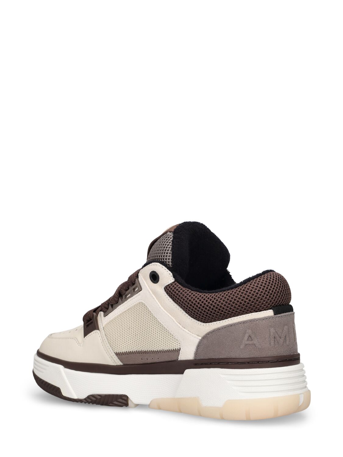 Shop Amiri Ma-1 Leather Low Top Sneakers In 棕色