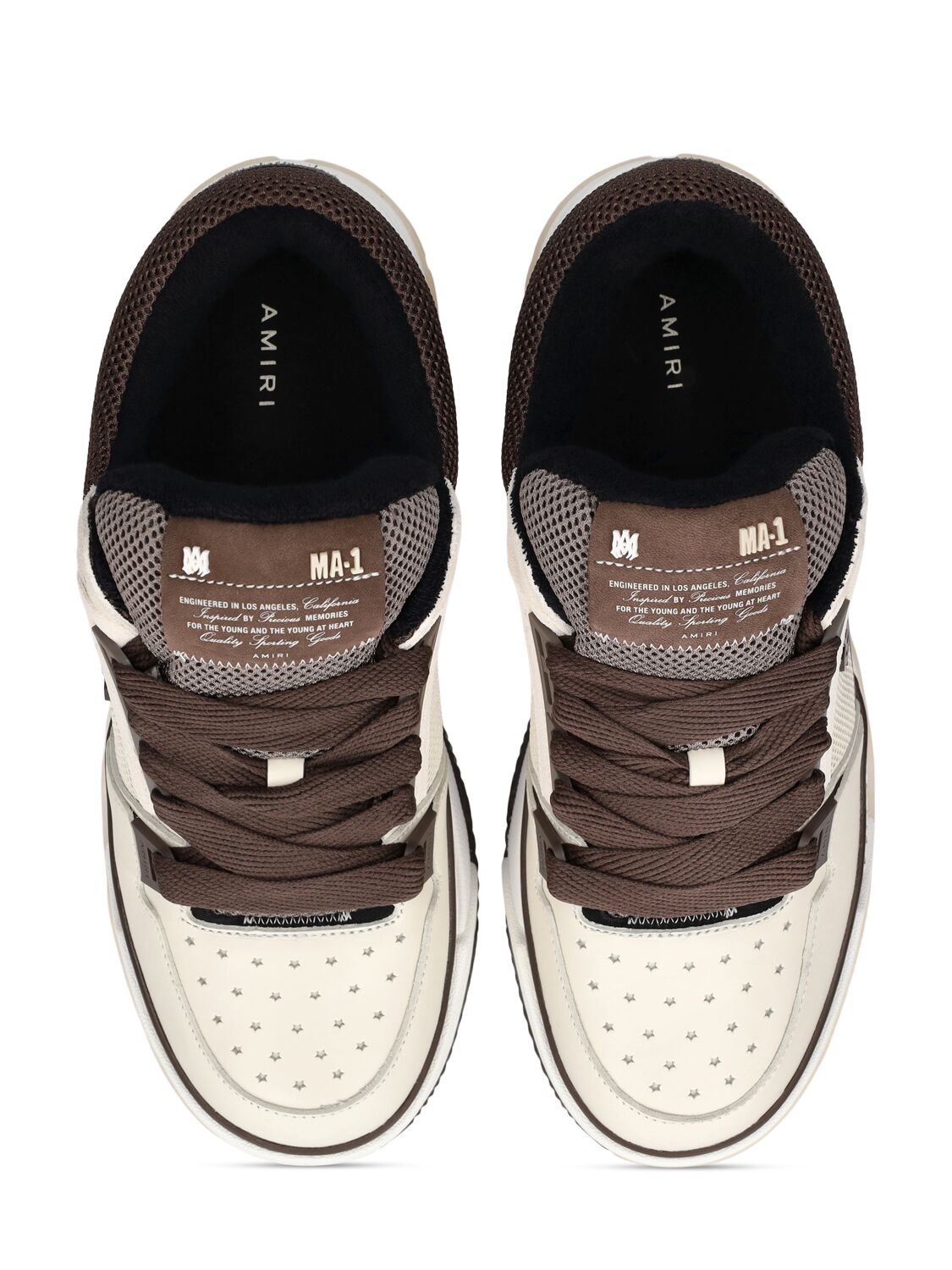 Shop Amiri Ma-1 Leather Low Top Sneakers In 棕色