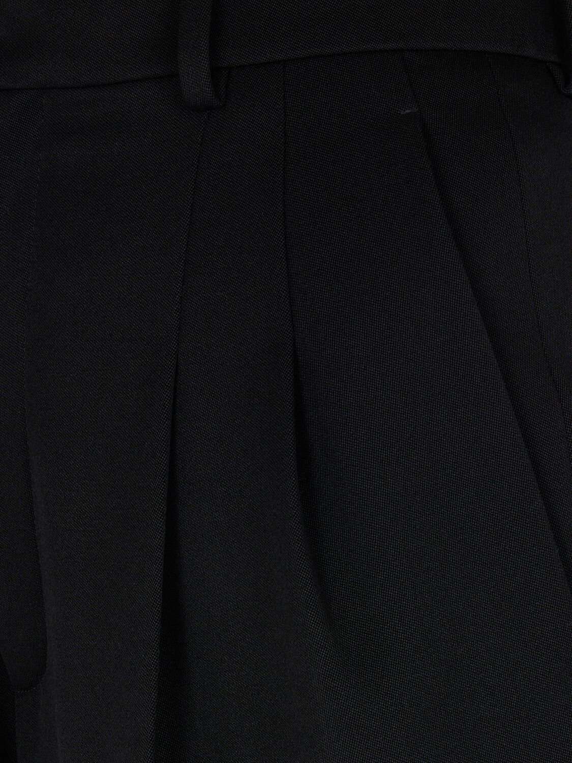 Shop Saint Laurent High Waist Wool Pants In Black