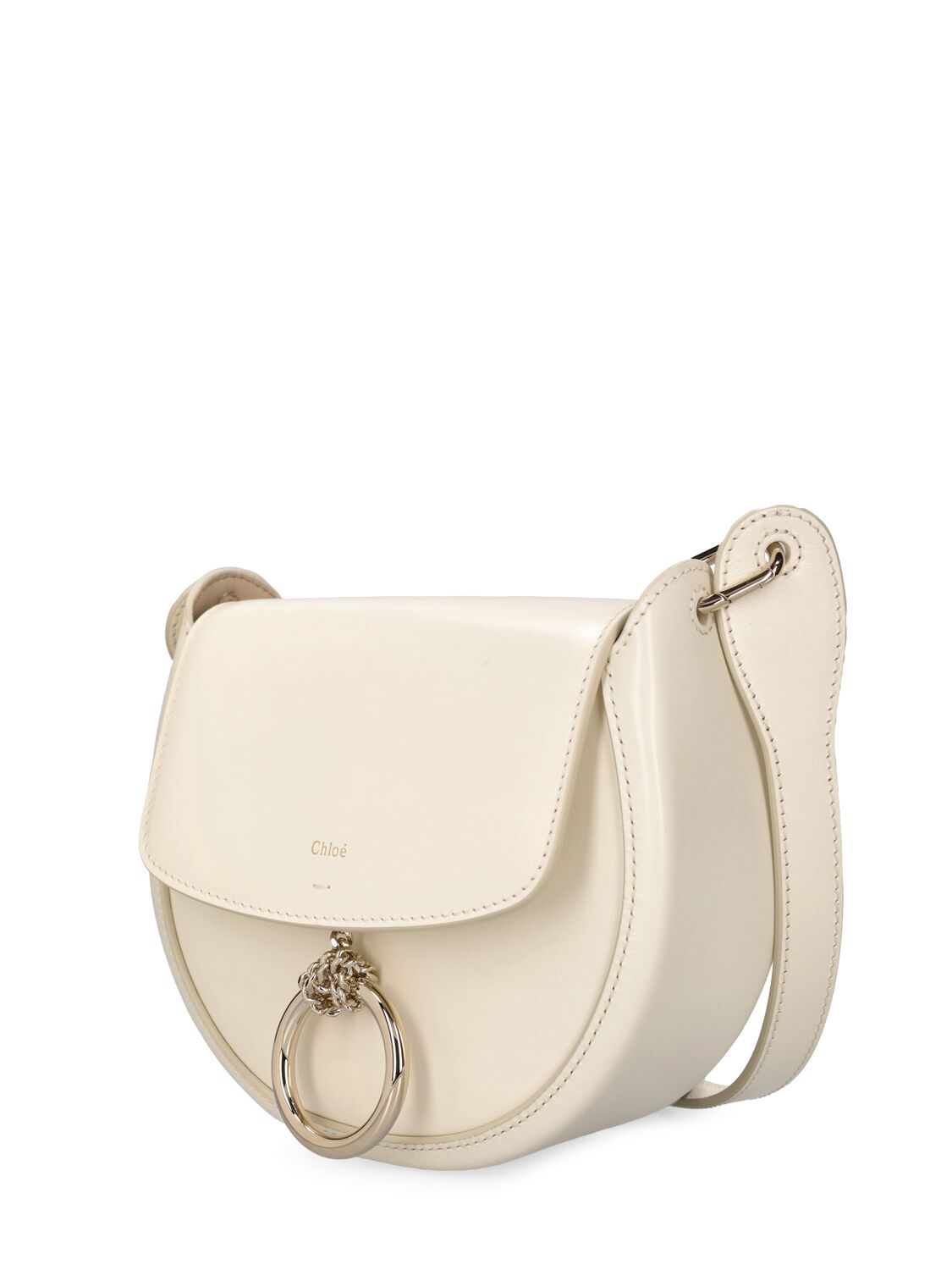 Shop Chloé Arlene Leather Shoulder Bag In Misty Ivory