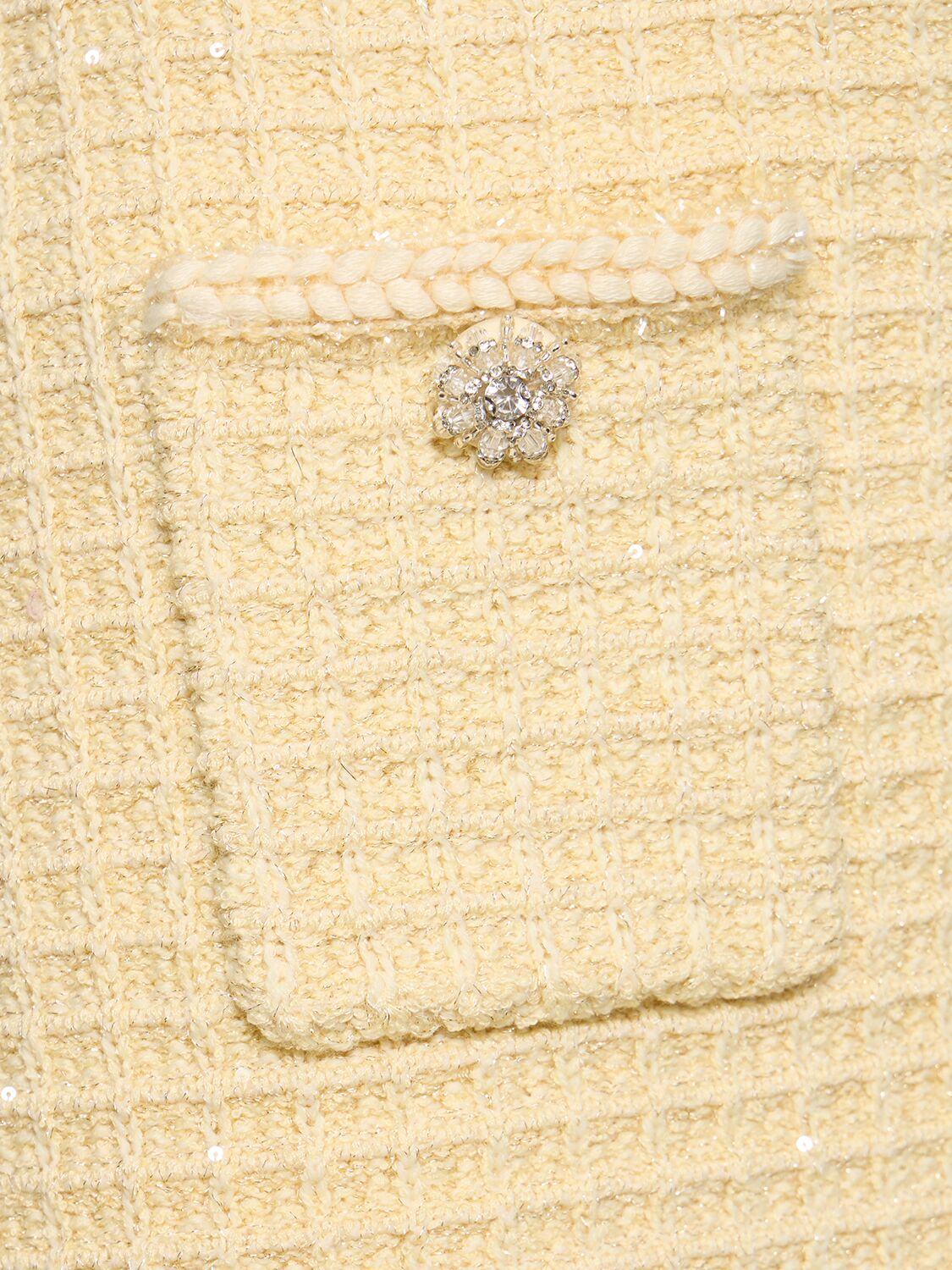 Shop Self-portrait Textured Knit Mini Skirt In Yellow