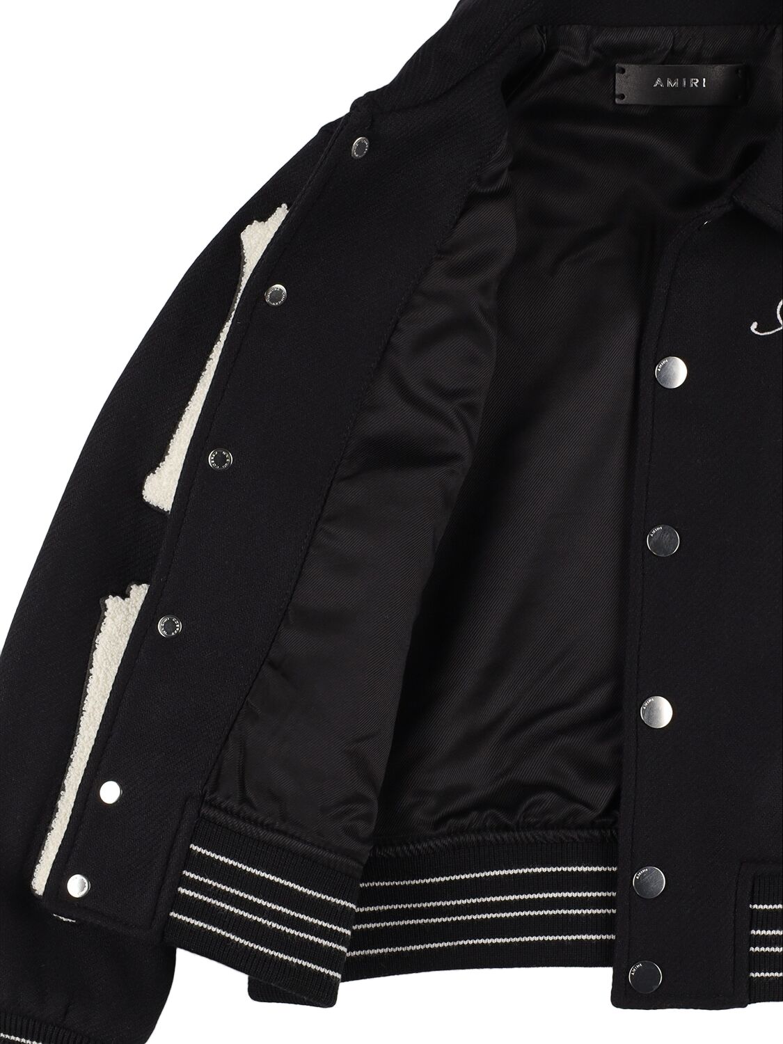 Shop Amiri Wool Blend Bomber Jacket W/ Logo In Black
