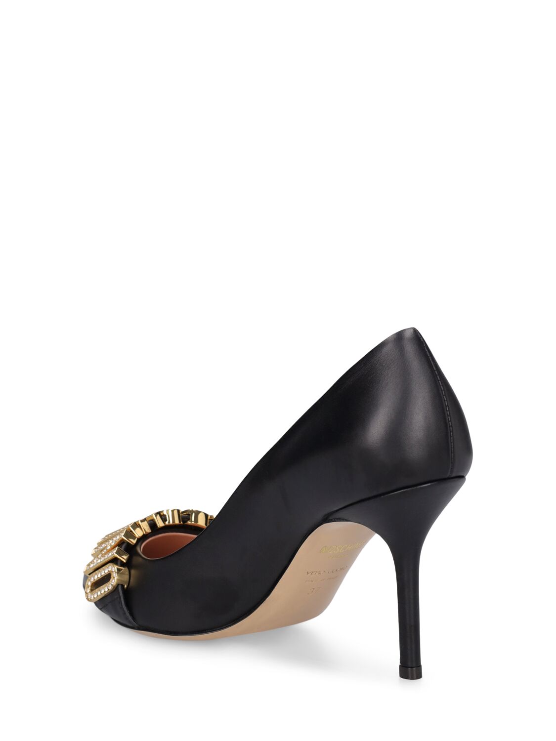 Shop Moschino 85mm Leather High Heels In Black