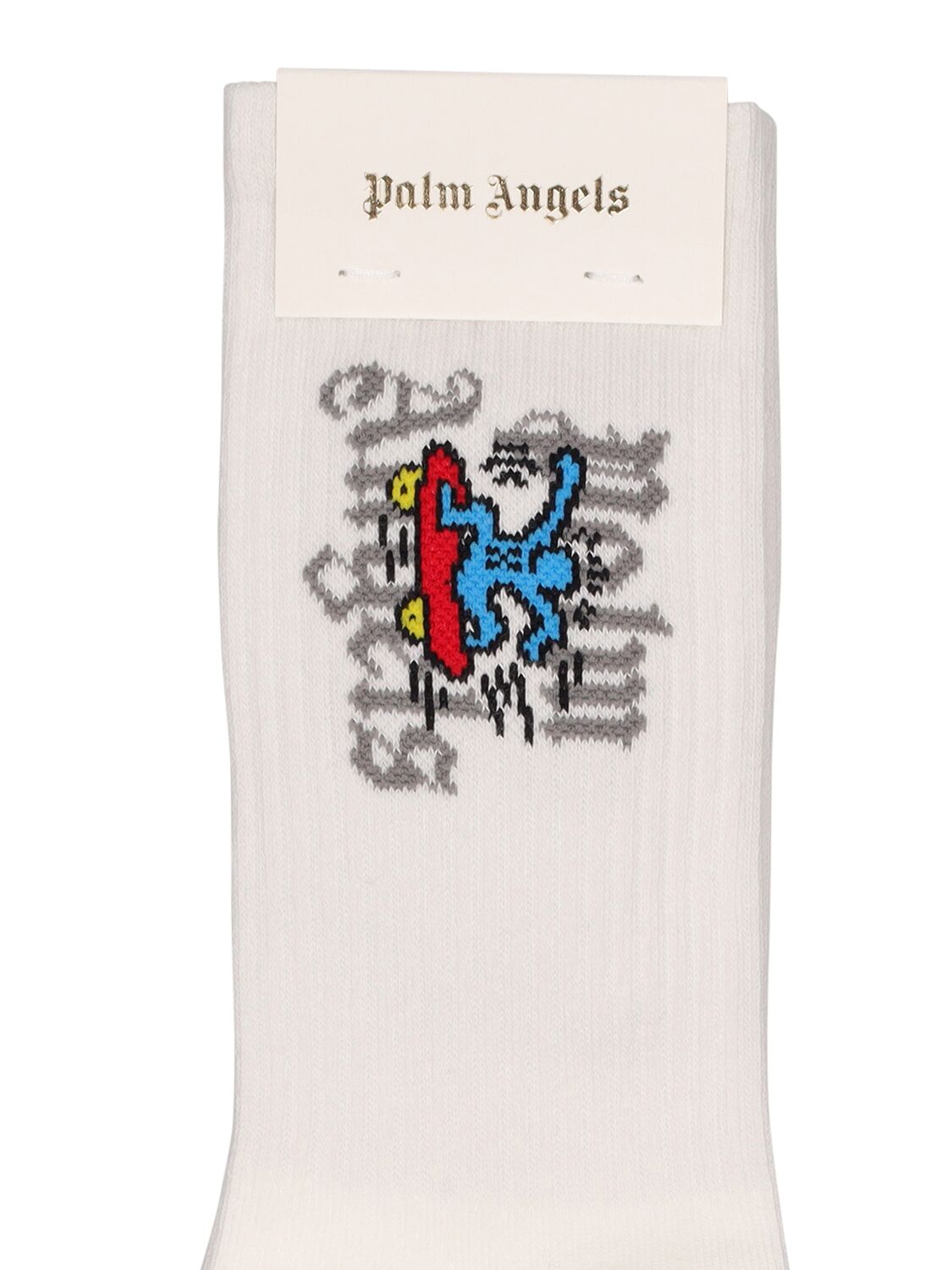 Shop Palm Angels Pa Skateboard Cotton High Socks In Weiss