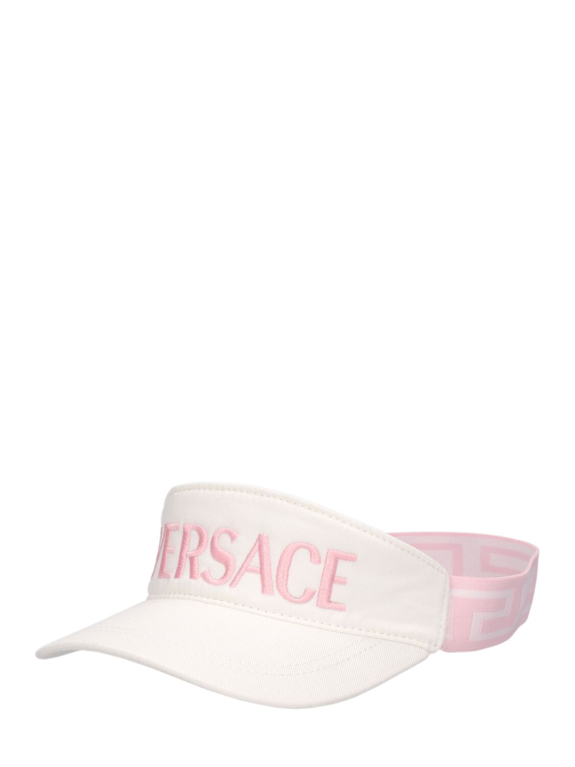 Shop Versace Cotton Drill Visor In Weiss,rosa