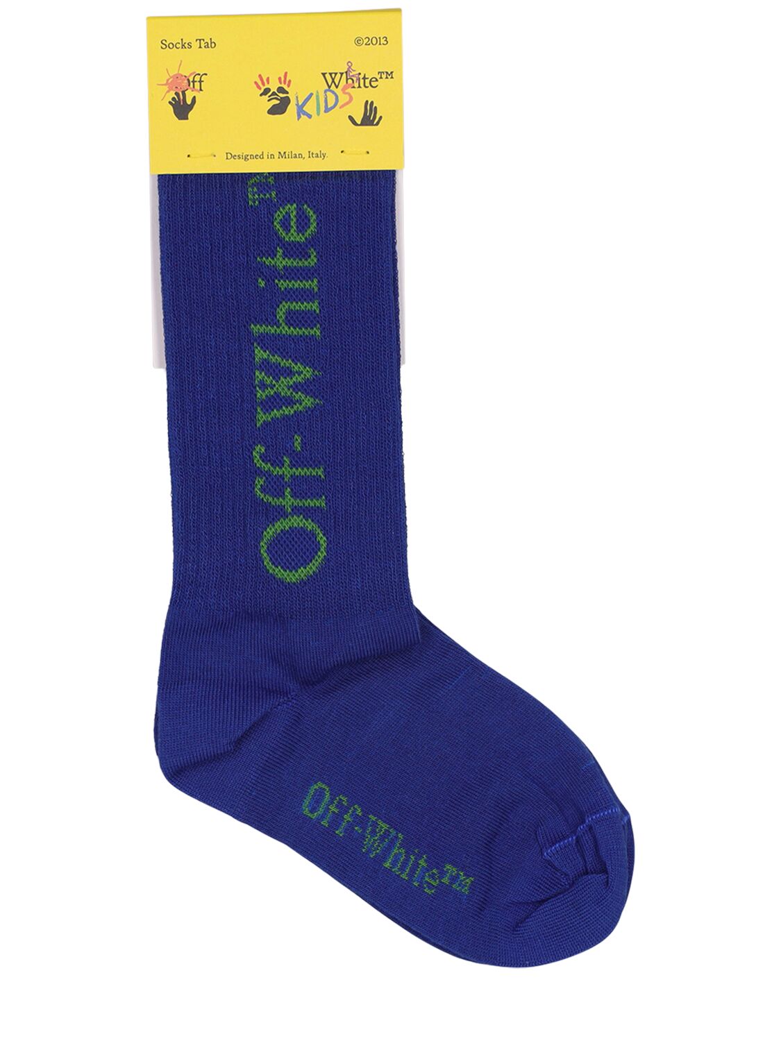 Off-white Kids' Bookish Cotton Blend Socks In Blue
