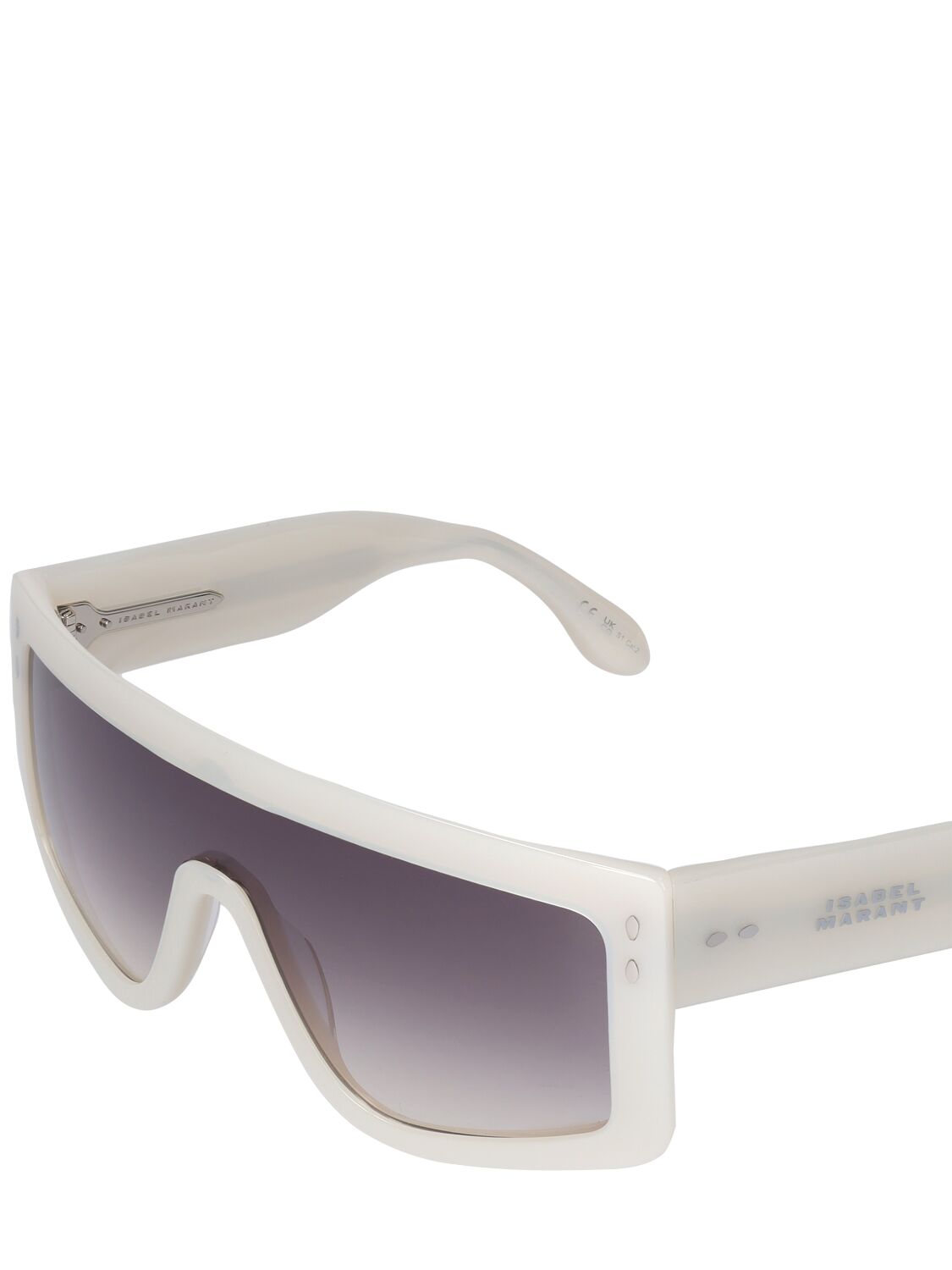 Shop Isabel Marant The New Maxi Temple Acetate Sunglasses In White,grey