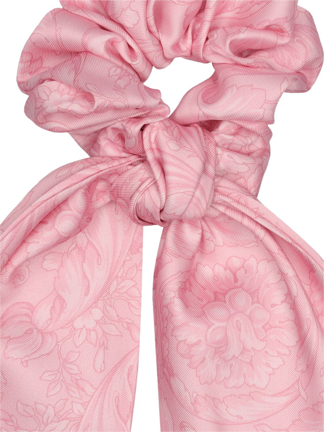 Shop Versace Barocco Cotton Twill Scrunchie In Rosa