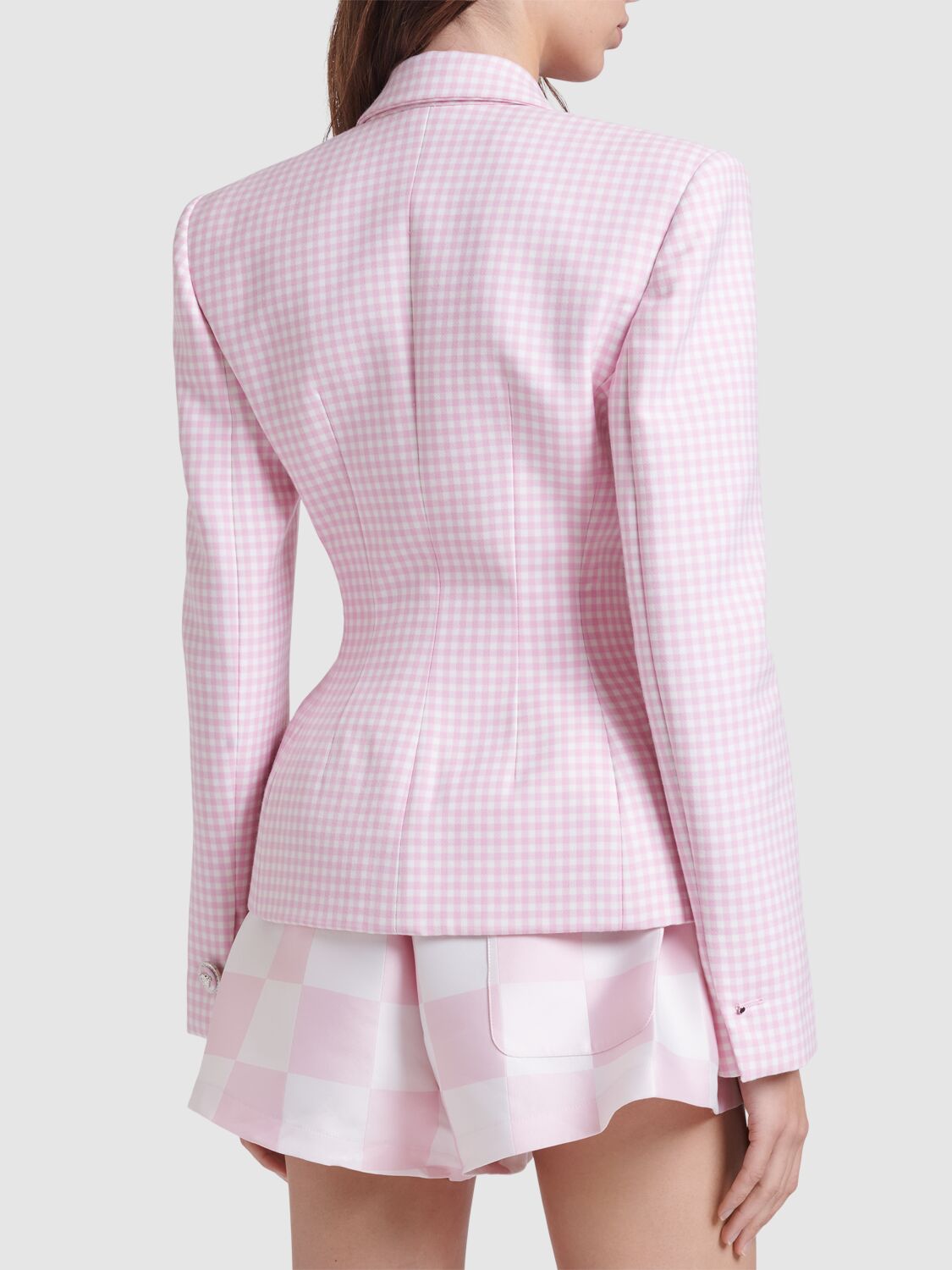 Shop Versace Double Wool Natté Single Breast Jacket In Pink
