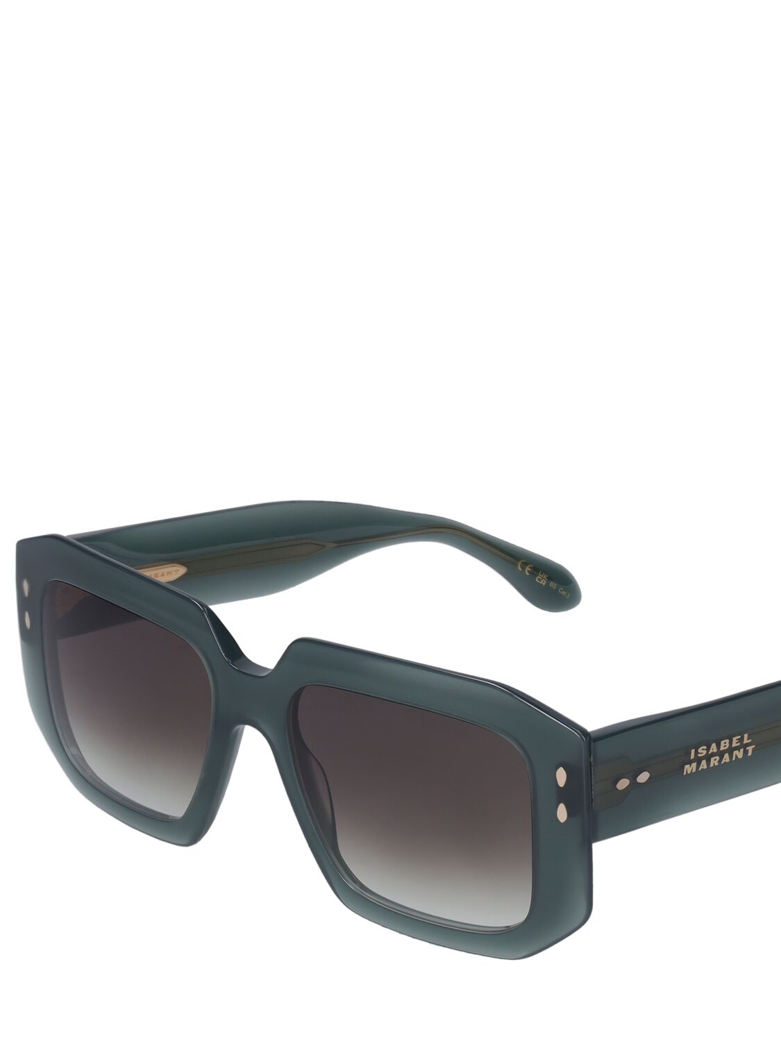 Shop Isabel Marant The New Maxi Temple Acetate Sunglasses In Green,grey