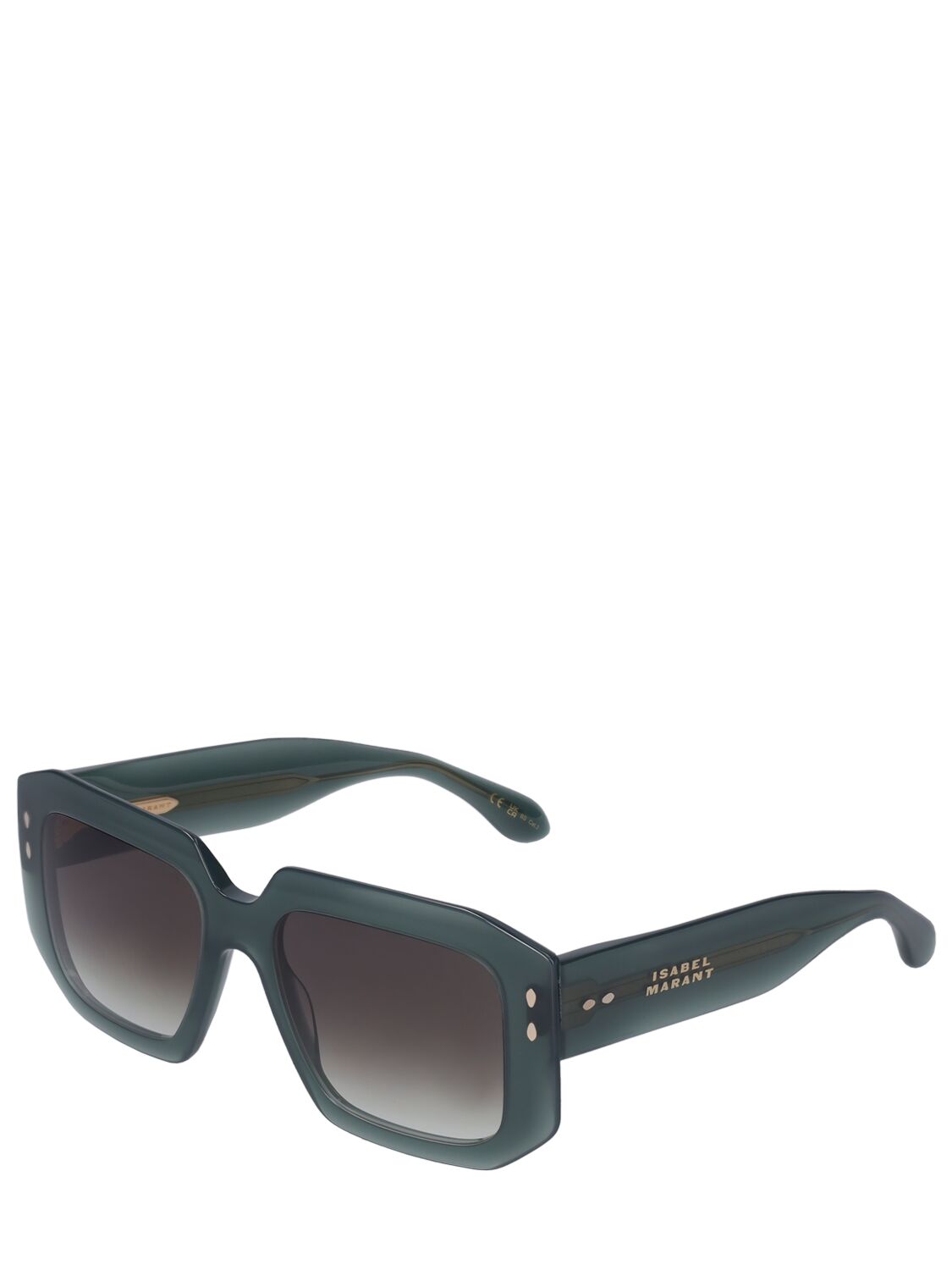 Shop Isabel Marant The New Maxi Temple Acetate Sunglasses In Green,grey