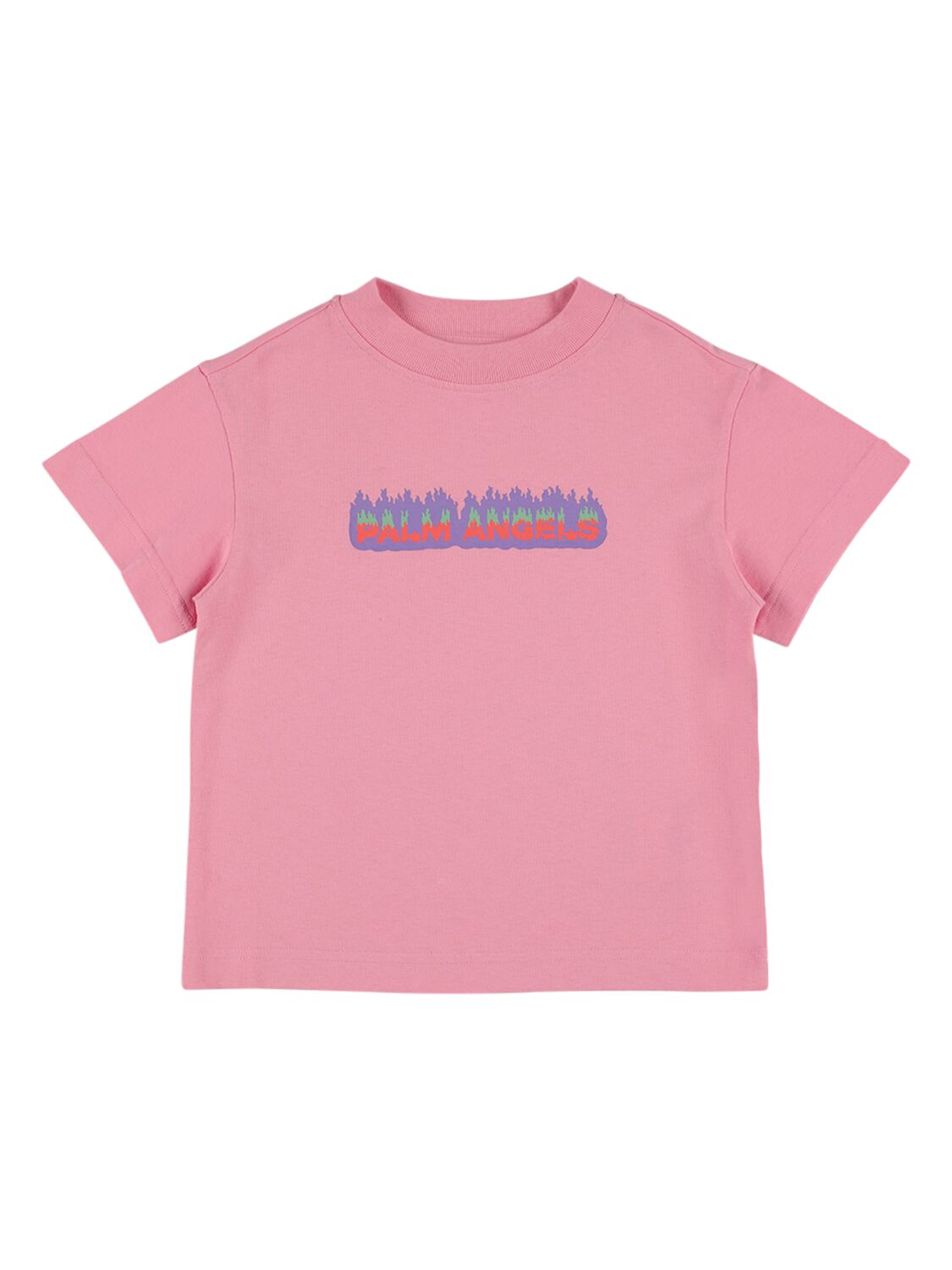 Palm Angels Kids' Pa Flames Cotton T-shirt In Rose