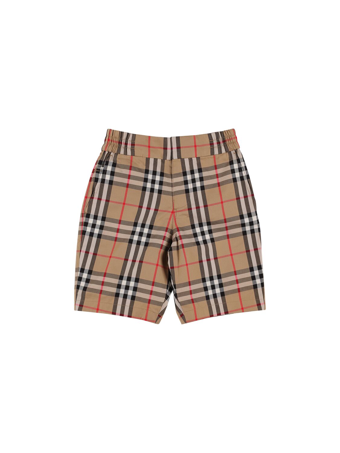 Burberry Kids' Check Print Cotton Shorts In Brown