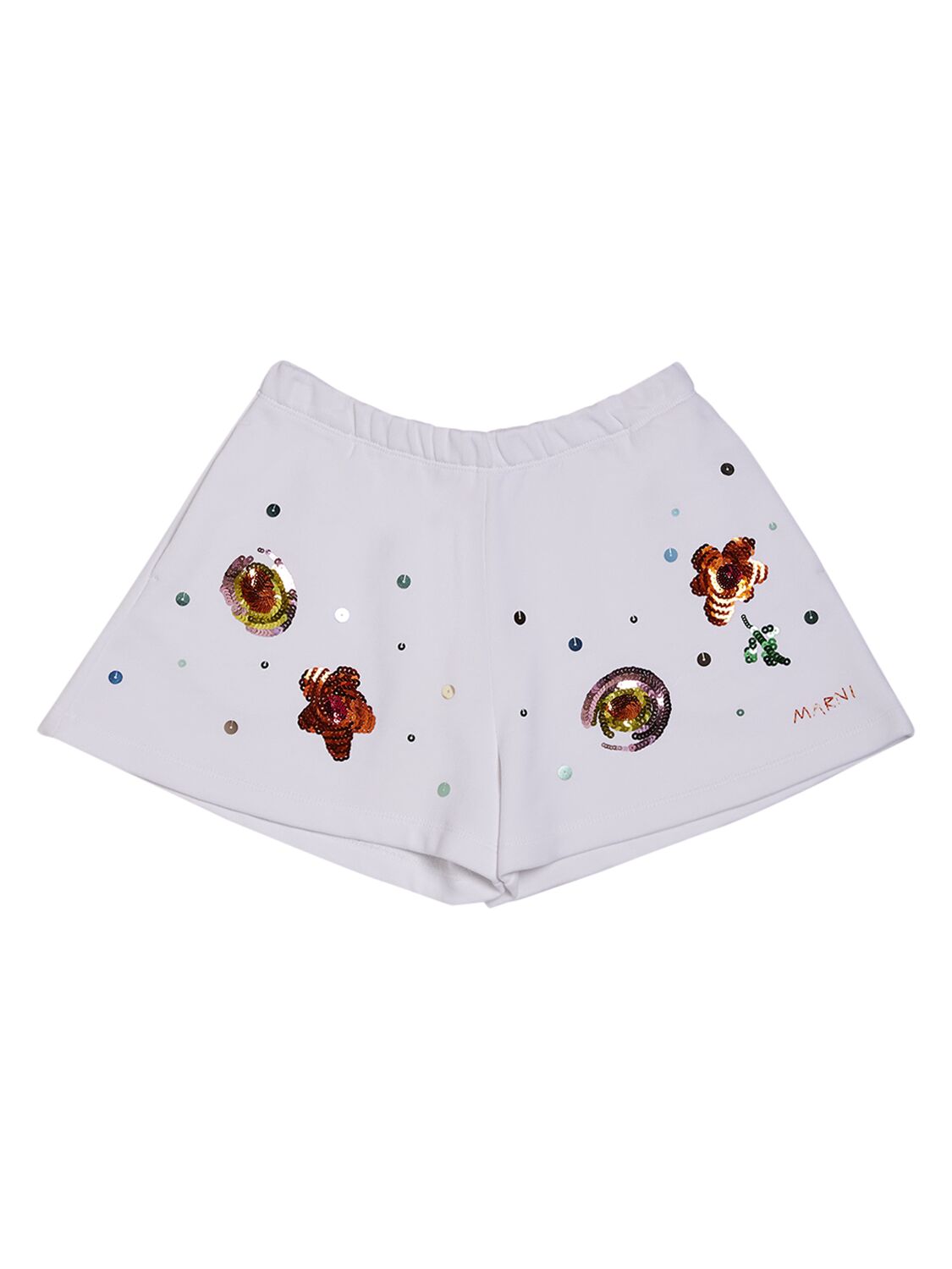Marni Junior Kids' Cotton Sweat Shorts W/sequins In White