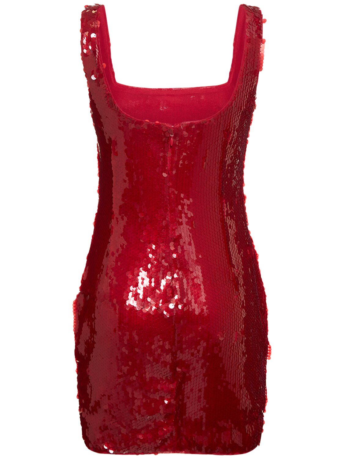 Shop Staud Eclise Sequined Mini Dress In Red